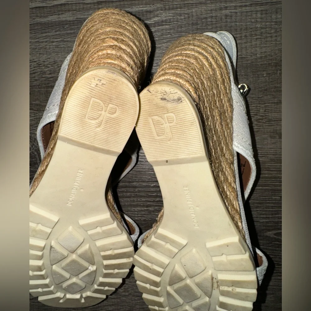 Donald J. Pliner Burgos Metallic Wedge Heel Sandals Cloth   Sz 8.5.  EUC!